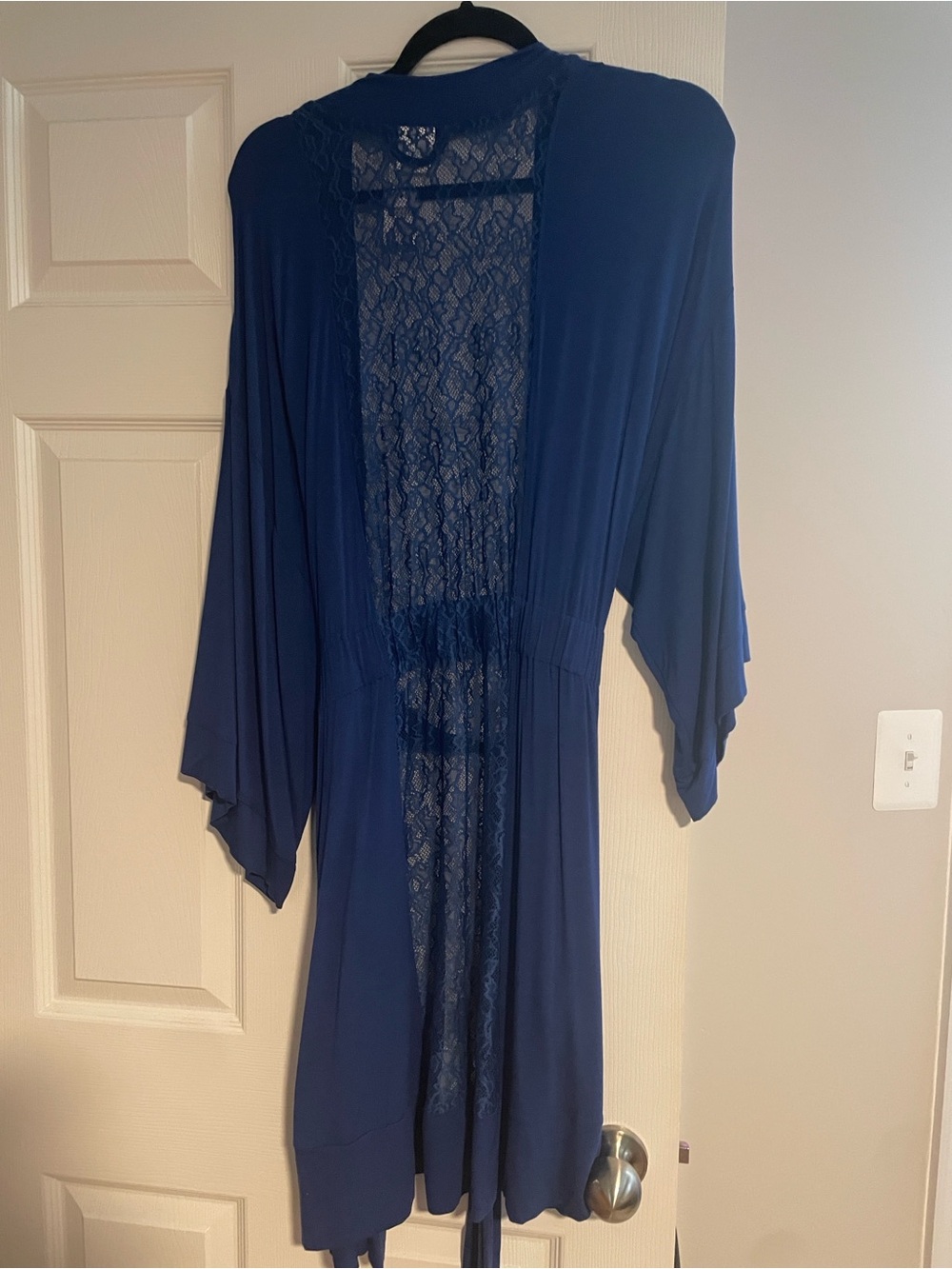 Soma Deep Blue Lace-Back Robe with Tie Waist - Picture 2 of 6
